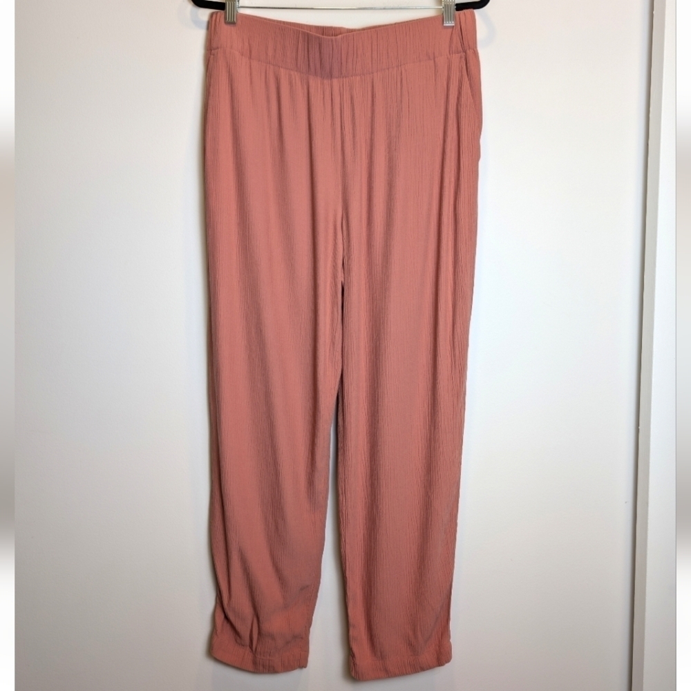 LOFT Outlet Dusty Rose High Rise Straight Textured Pants Size Large - Picture 1 of 6
